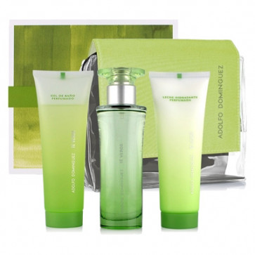 Adolfo Domínguez Lote de baño TÉ VERDE Eau de toilette Vaporizador 50 ml + Loción corporal 75 ml + Gel de baño 75 ml + Neceser