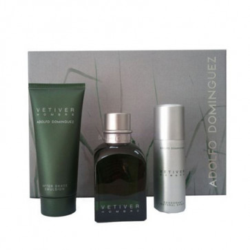 Adolfo Domínguez Lote VETIVER HOMBRE Eau de toilette Vaporizador 120 ml + Aftershave 75 ml + Desodorante vaporizador 50 ml