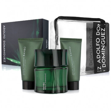 Adolfo Domínguez Kit de viaje BAMBÚ Eau de toilette Vaporizador 60 ml + Gel de baño 50 ml + After shave 75 ml + Neceser